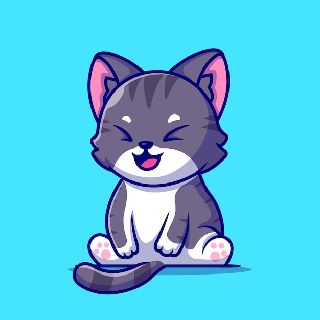 Cute cat sitting cartoon illustration. flat cartoon style