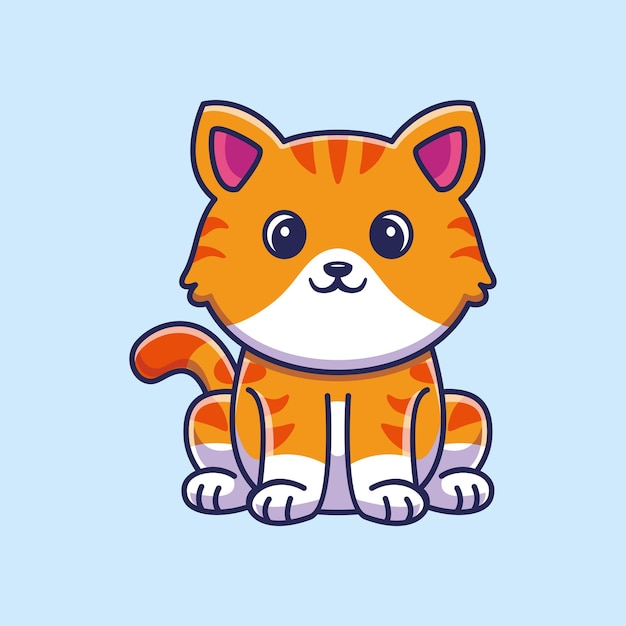 Cute cat sitting cartoon vector icon illustration