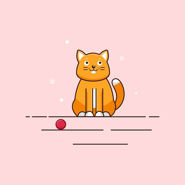 Vector cute cat sitting cartoon vector icon illustration