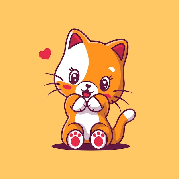 귀여운 고양이 앉아 아이콘 디자인