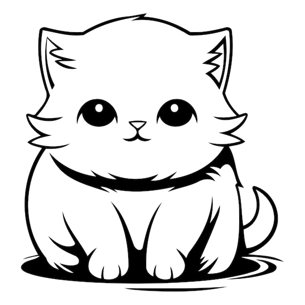 Vettore gatto carino seduto in acqua illustrazione vettoriale in stile cartone animato