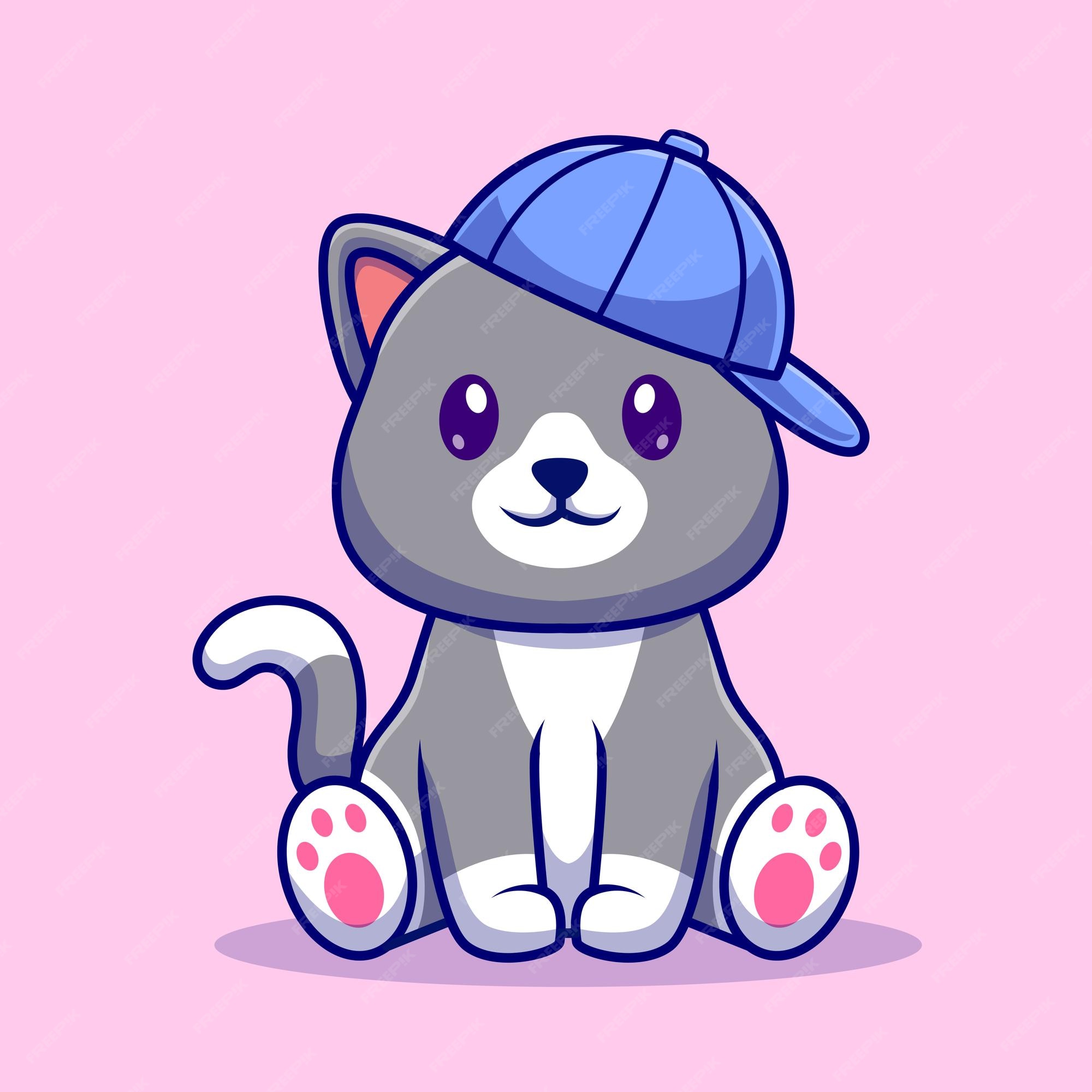 Cute cat in flat style. Simple cartoon cat icon - Stock Illustration  [45781792] - PIXTA