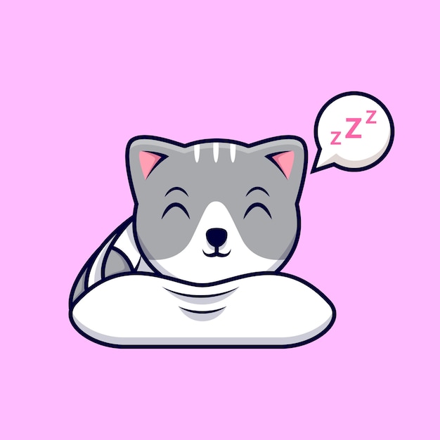 Cute cat sleeping cartoon   icon illustration. flat cartoon style