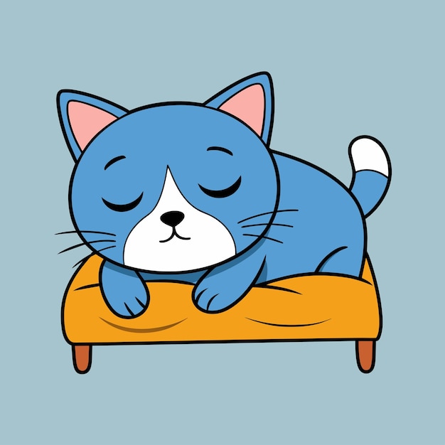 Милая спящая кошка иллюстрация икона мультфильма