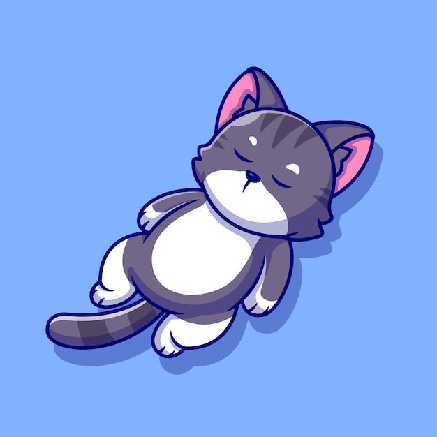 Cute Cat Sleeping Cartoon Icon Illustration.