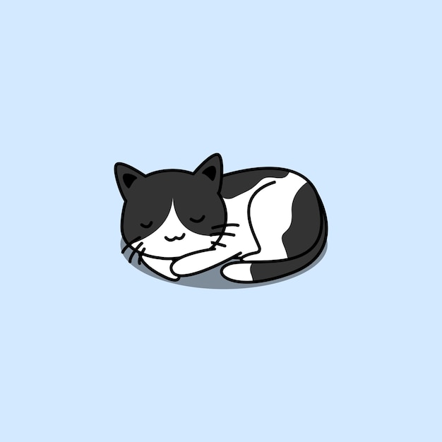 Cute cat sleeping cartoon isolated on blue