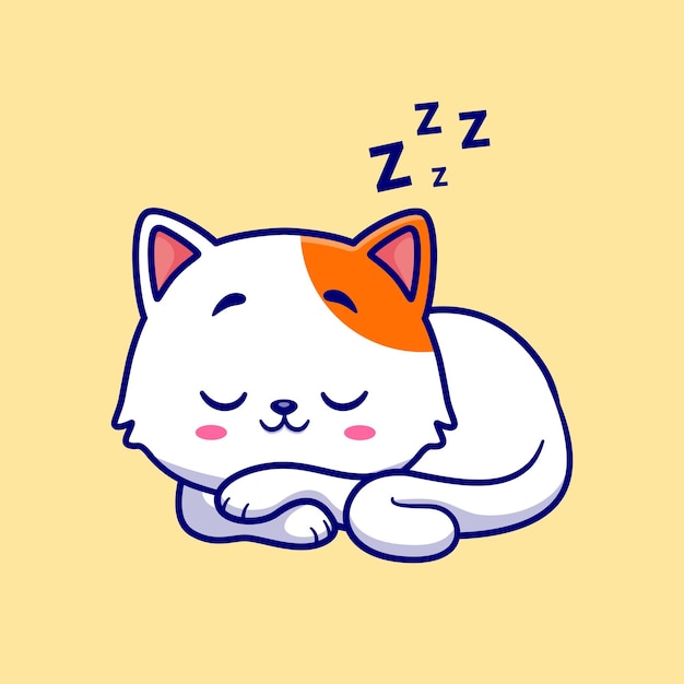 かわいい猫の睡眠漫画ベクトル アイコン イラスト。動物自然アイコン コンセプト分離 premium flat