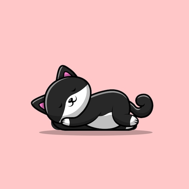 Cute Cat Sleeping Cartoon Vector Icon Illustration