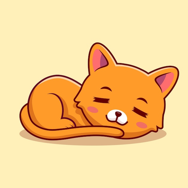 cute cat sleeping cartoon vector icon illustration