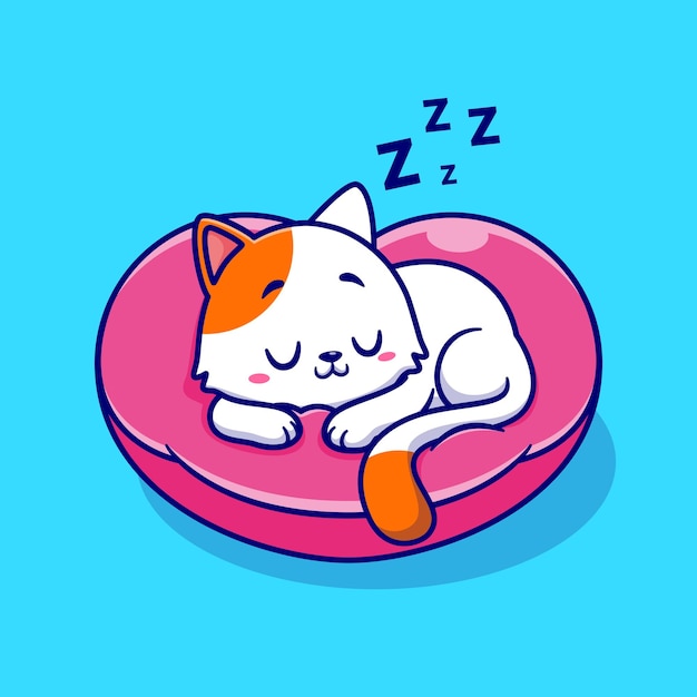 Cute Cat Playing On Pillow Cartoon Vector Icon Illustration