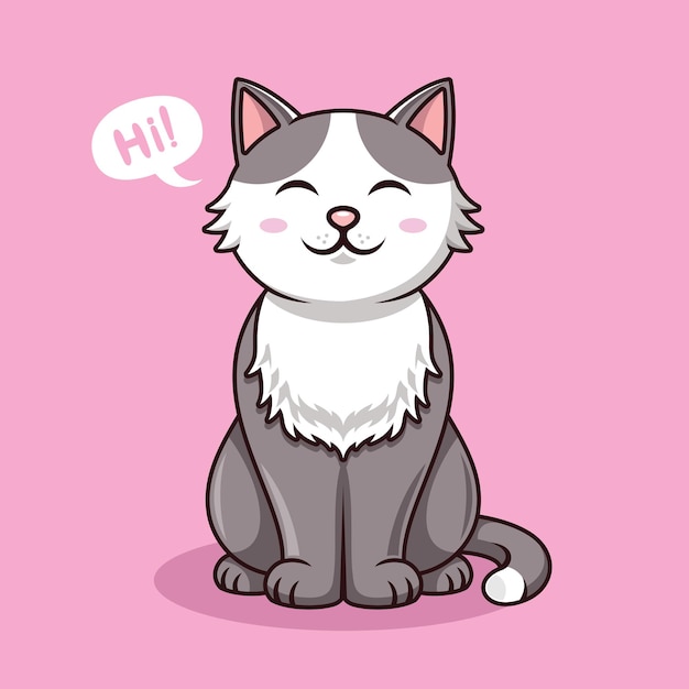 Vector cute cat smiling cartoon vector illustration