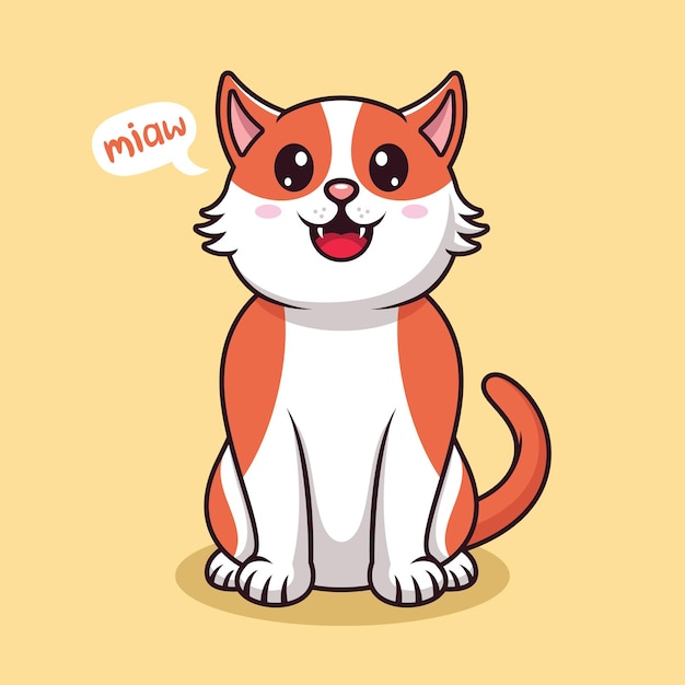 Vector cute cat smiling cartoon vector illustration