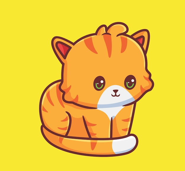 Cute cat stay motionless isolated cartoon animal illustration Flat Style Sticker Icon Design Premium