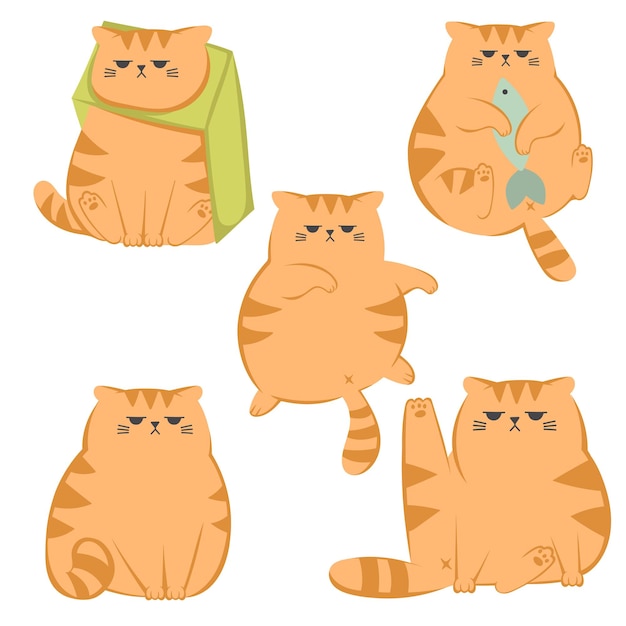 Vector cute cat sticker cat vector set