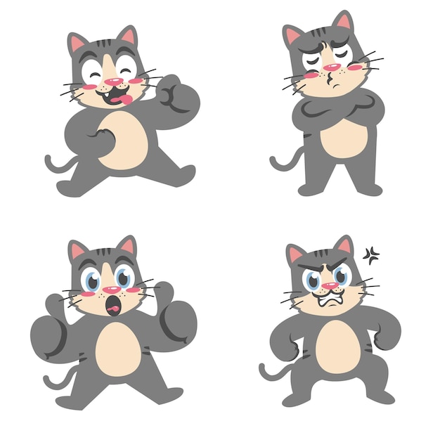 Vector cute cat sticker cat vector set