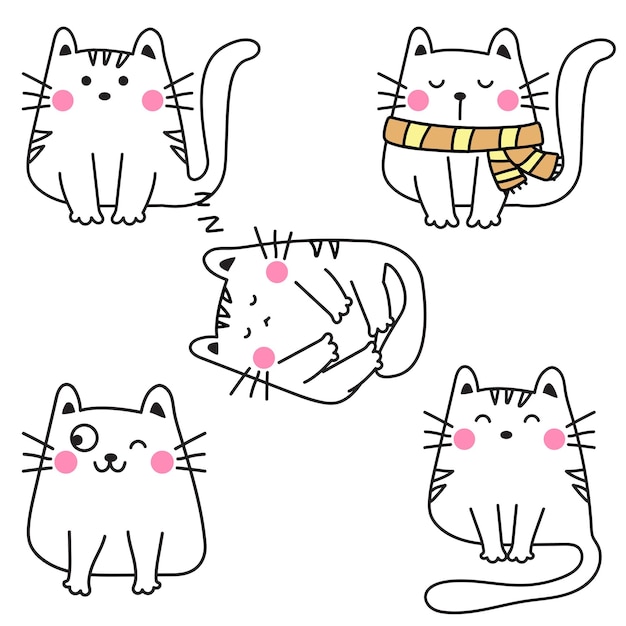 Vector cute cat sticker cat vector set