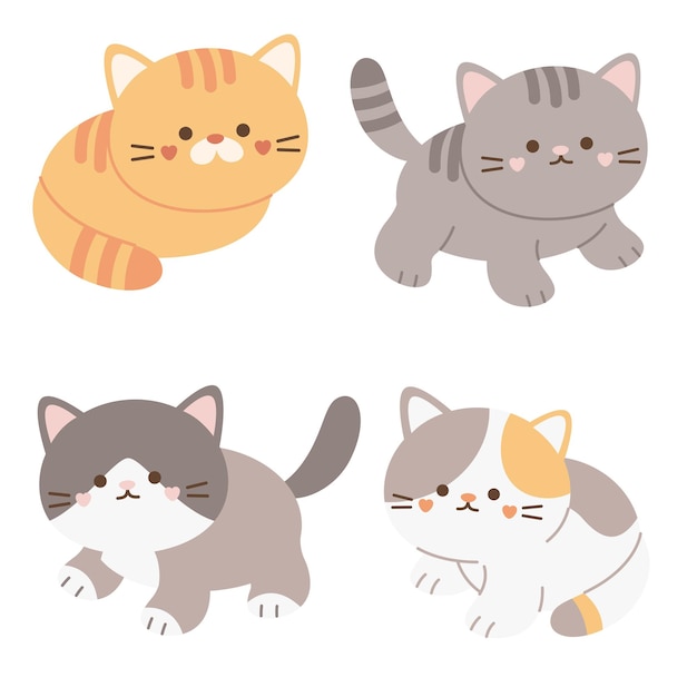 Vector cute cat sticker cat vector set