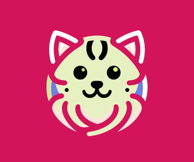 귀여운 고양이 스티커 로고 일러스트레이션 고양이 아트워크 미니멀 스타일 고양이 일러스트