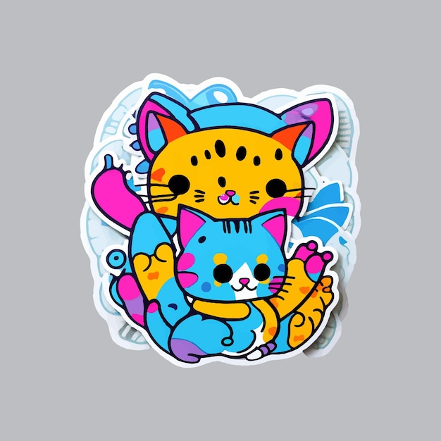 Vector cute cat sticker vector illustration