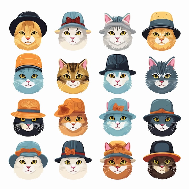 Vector cute cat stickers for kids