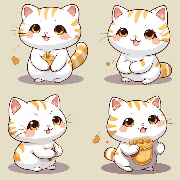 Vector cute cat stickers set