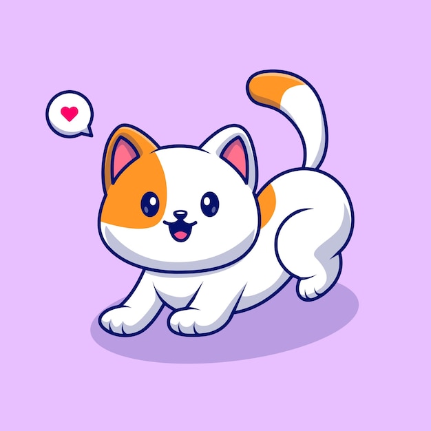 Cute Cat Stretching Cartoon Vector Icon Illustration. Animal Nature Icon Concept Isolated Flat