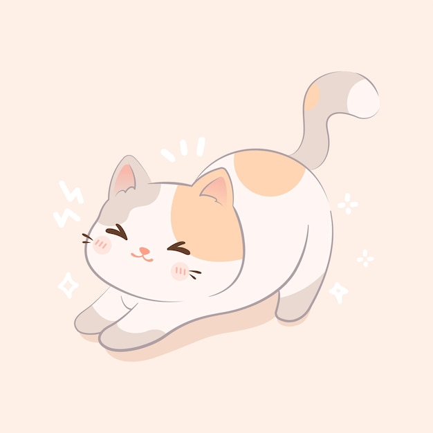 Vector a cute cat stretching premium vector