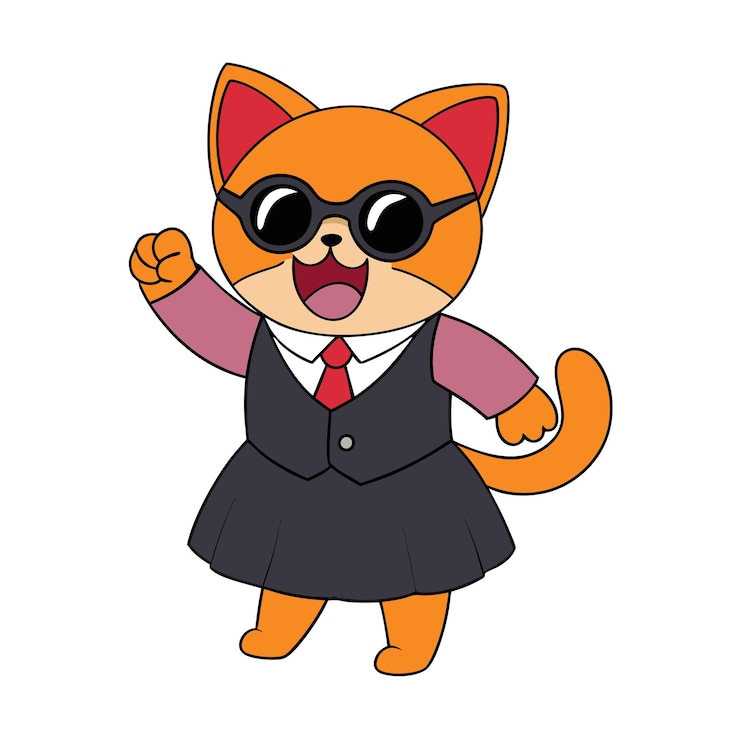 Vector cute cat in sunglasses formal attire vector