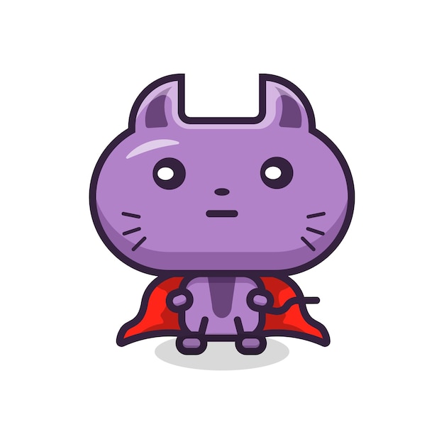 Cute cat super hero cartoon illustration