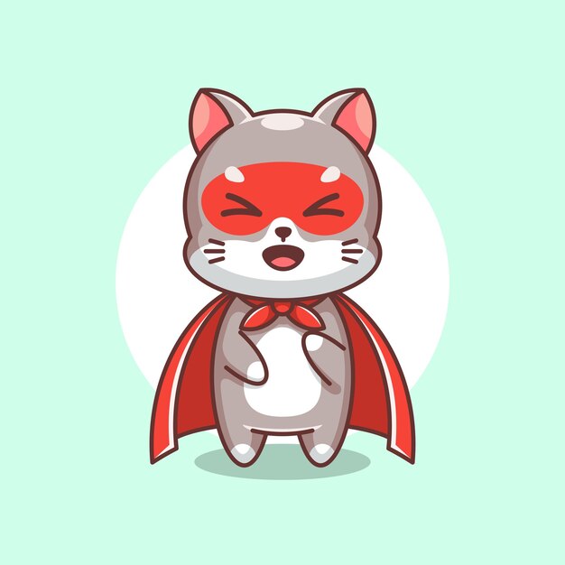 Cute cat superhero cartoon