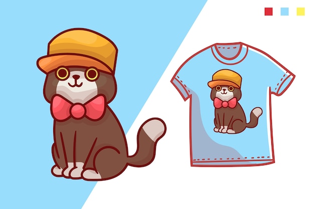 Disegno del modello di t-shirt gatto carino