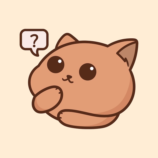 Vector cute cat thinking cartoon