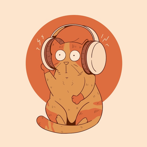 Cute cat use headset