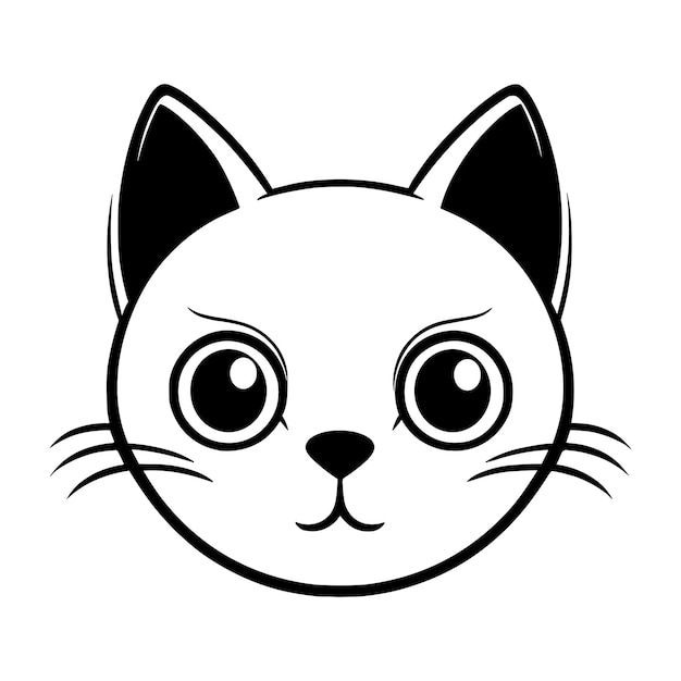 Vector cute cat vector black and white cartoon character design collection white background pets animals