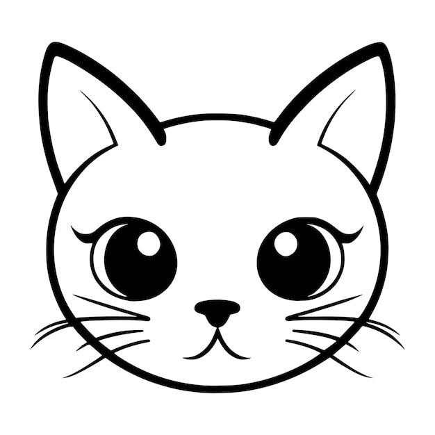 Vector cute cat vector black and white cartoon character design collection white background pets animals