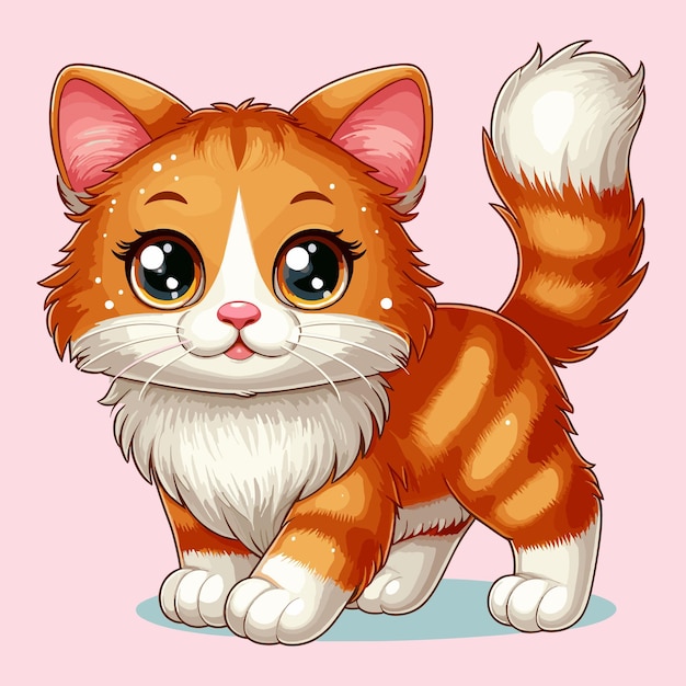 Vector cute cat vector cartoon illustration