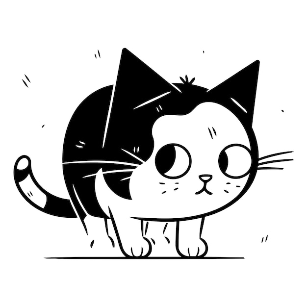 可愛い猫 漫画スタイルのベクトルイラスト 白い背景に隔離