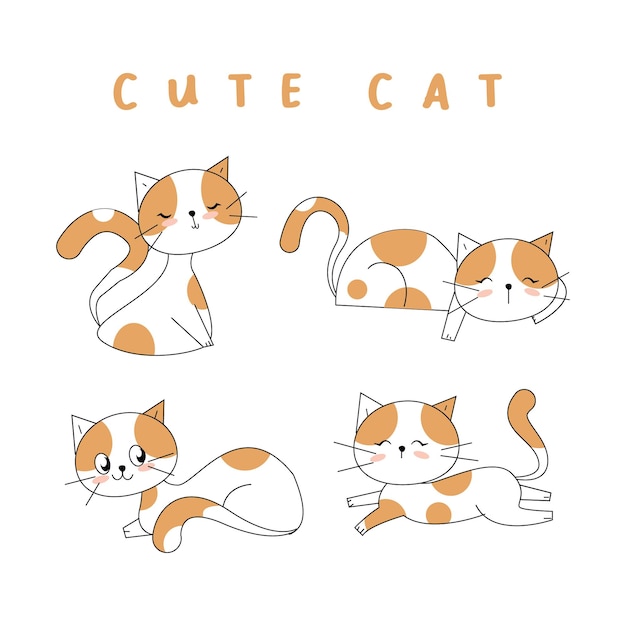 cute cat vector illustration set collection