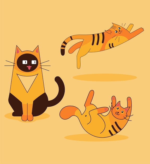 Cute cat vector Kitten in flat style