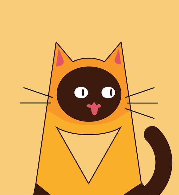 Cute cat vector Kitten in flat style