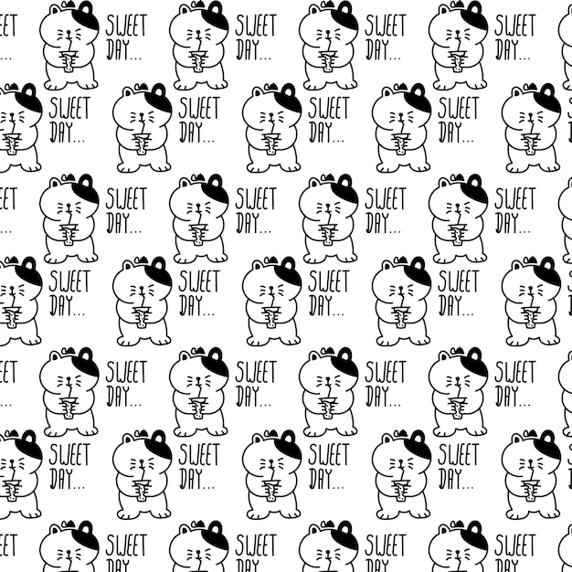 Cute cat vector pattern for tee print and background wallpaper
