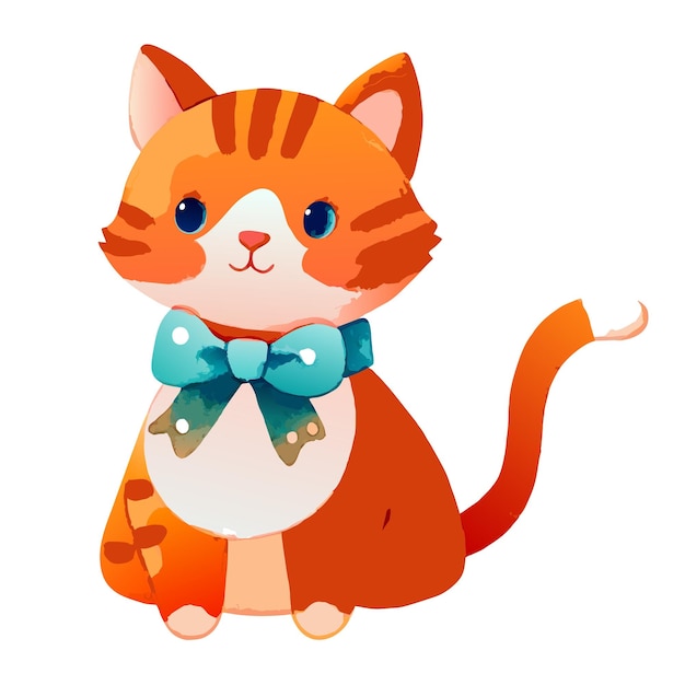cute cat watercolor vector