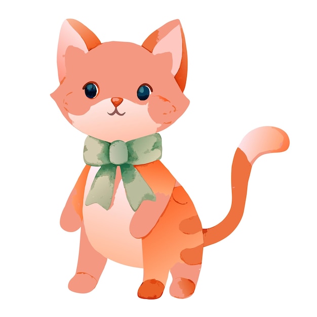 cute cat watercolor vector