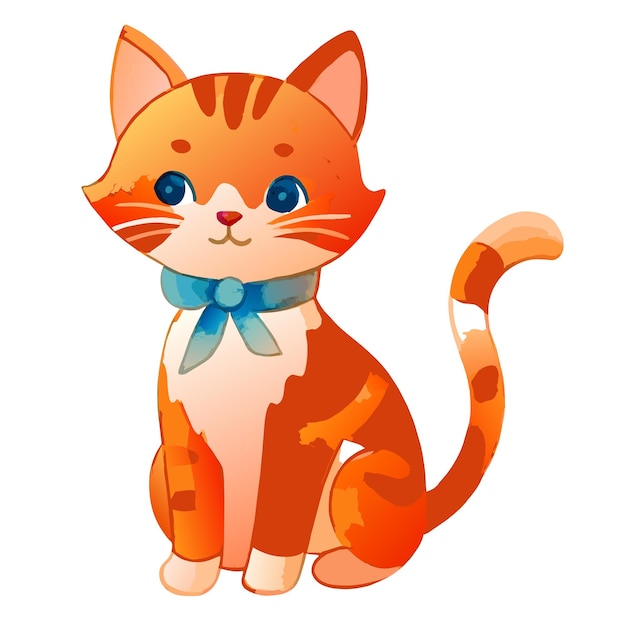 Vector cute cat watercolor vector