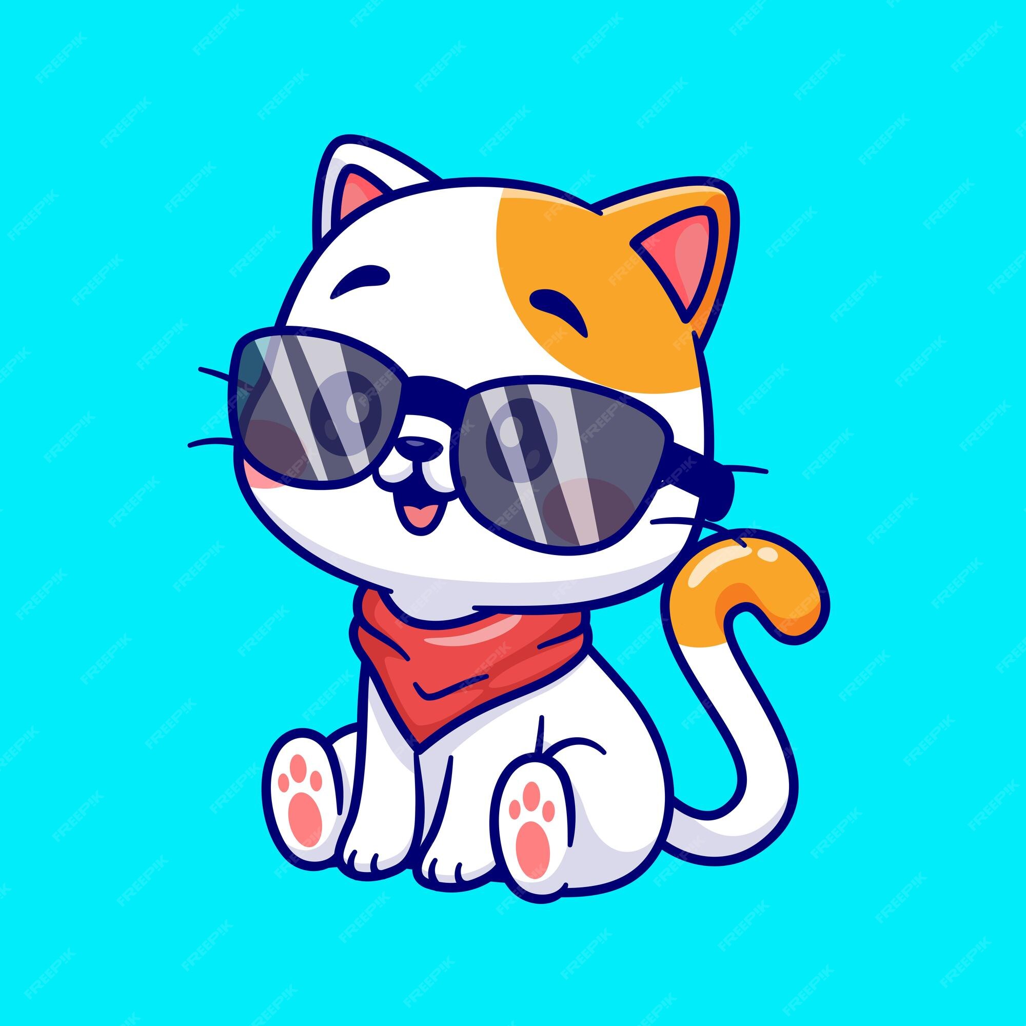 Cat with sunglasses cartoon character icon pack 21848947 Vector Art at  Vecteezy