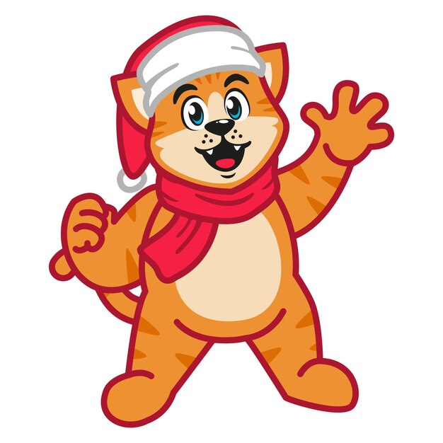 Cute cat wearing santa claus costume