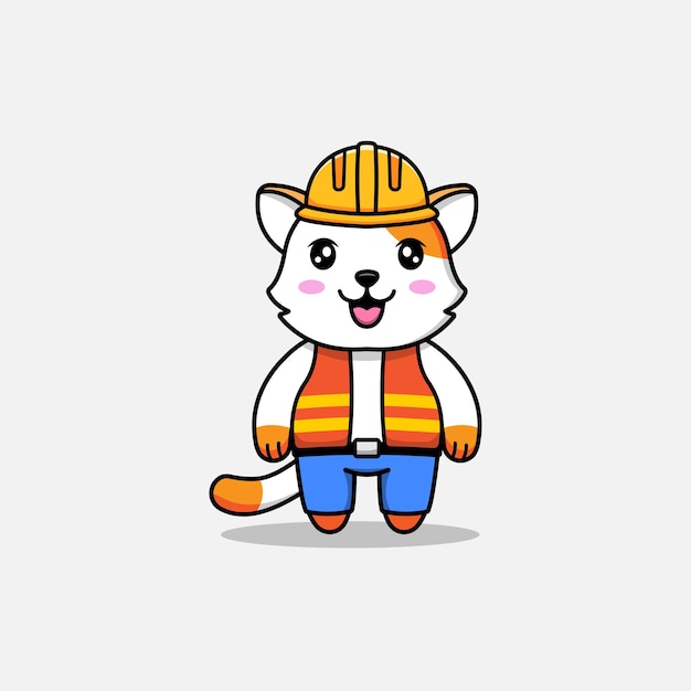 Cute cat wearing worker uniform