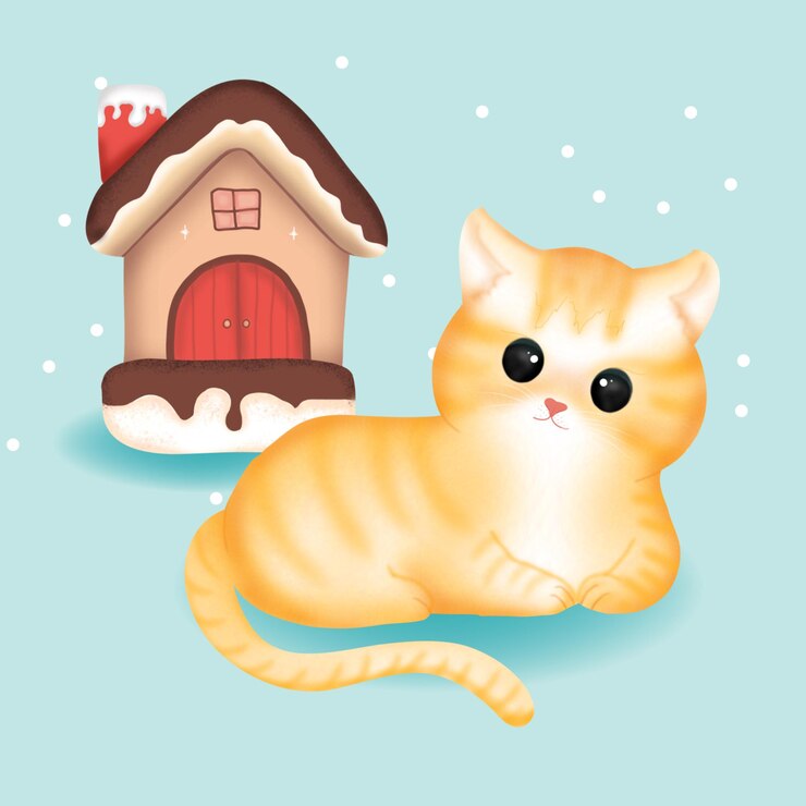 Vector クリスマスの日に飾るクリスマスのかわいい猫