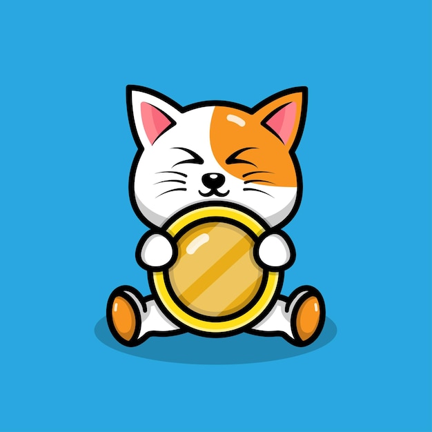 Cute cat with coins illustration