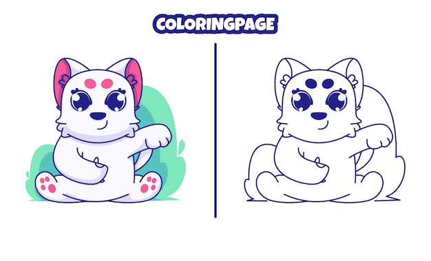 아이들에게 적합한 색칠 공부 페이지가 있는 귀여운 고양이
